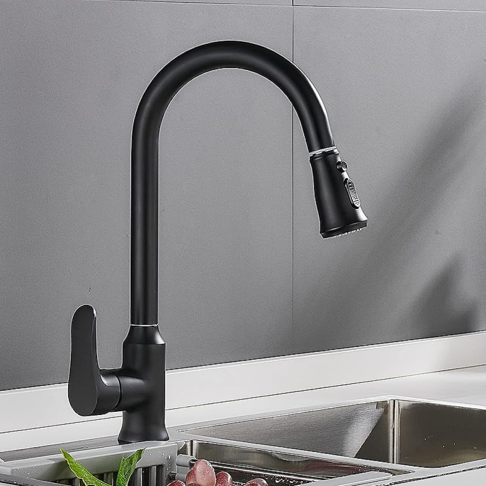 Riova Kitchen Mixer Pull Out Brass