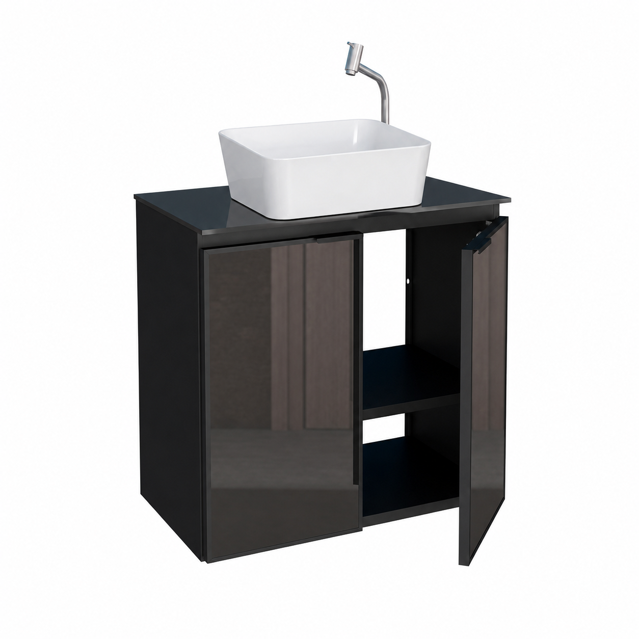 Umbu With Glass Door + Tempered Glass Vanity Cabinet- MAUI Basin