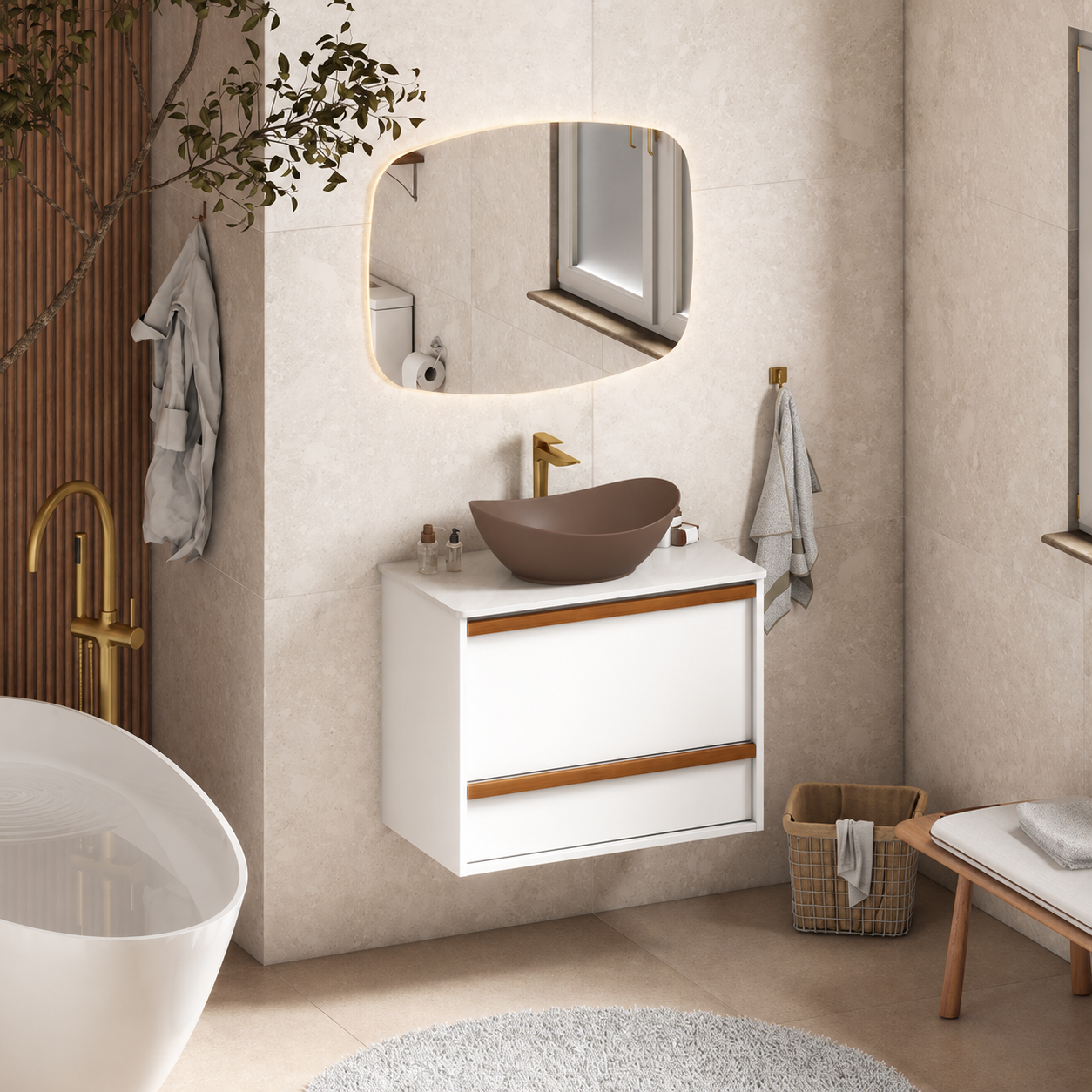Amarílis White Wooden Bathroom Vanity