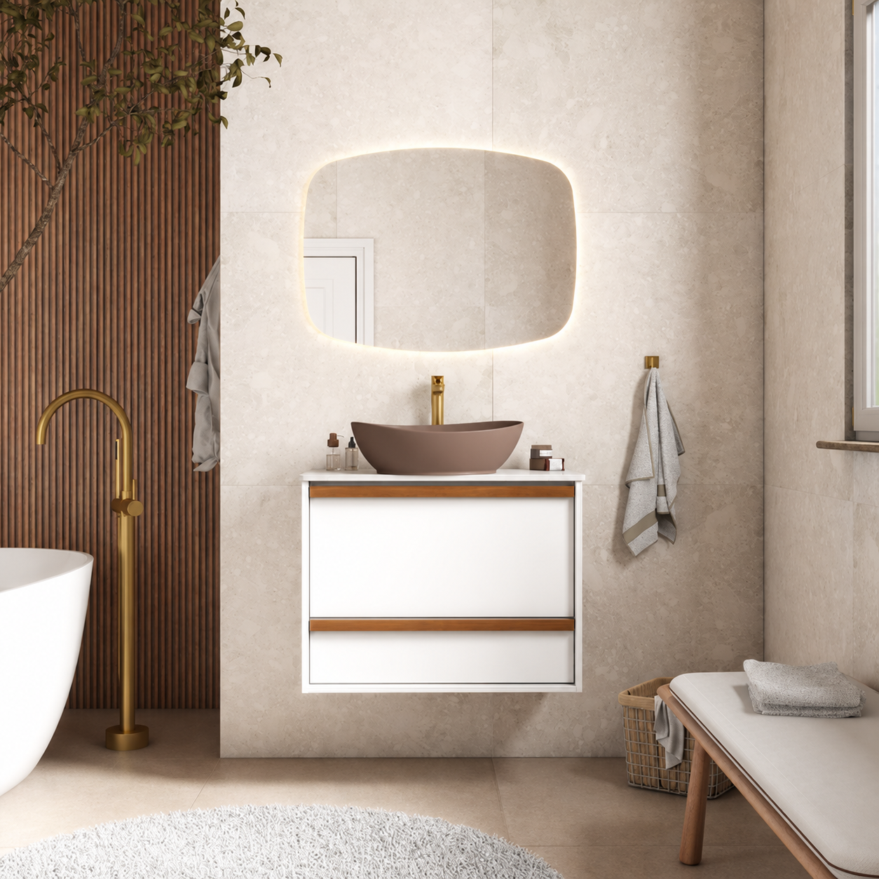 Amarílis White Wooden Bathroom Vanity