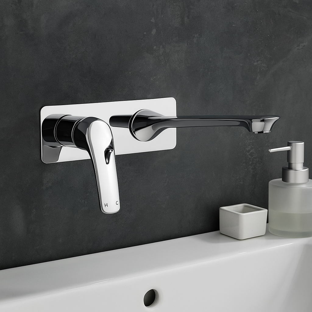 Fabro Wall Mounted Basin Mixer Brass