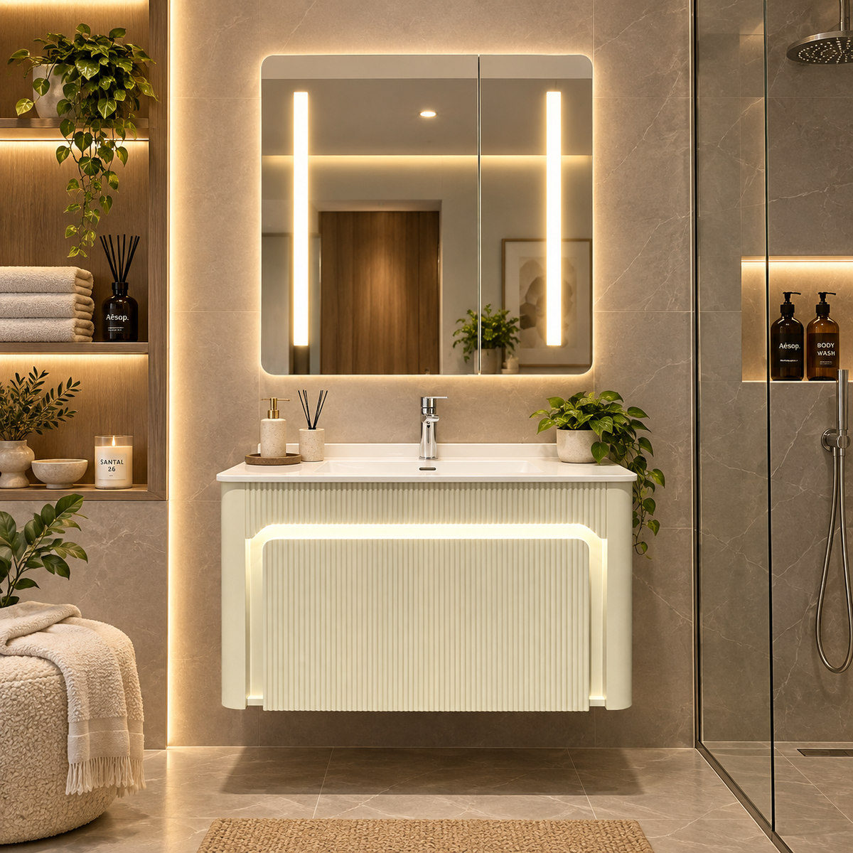 Runa Luxury Vanity Cabinet with LED Mirror