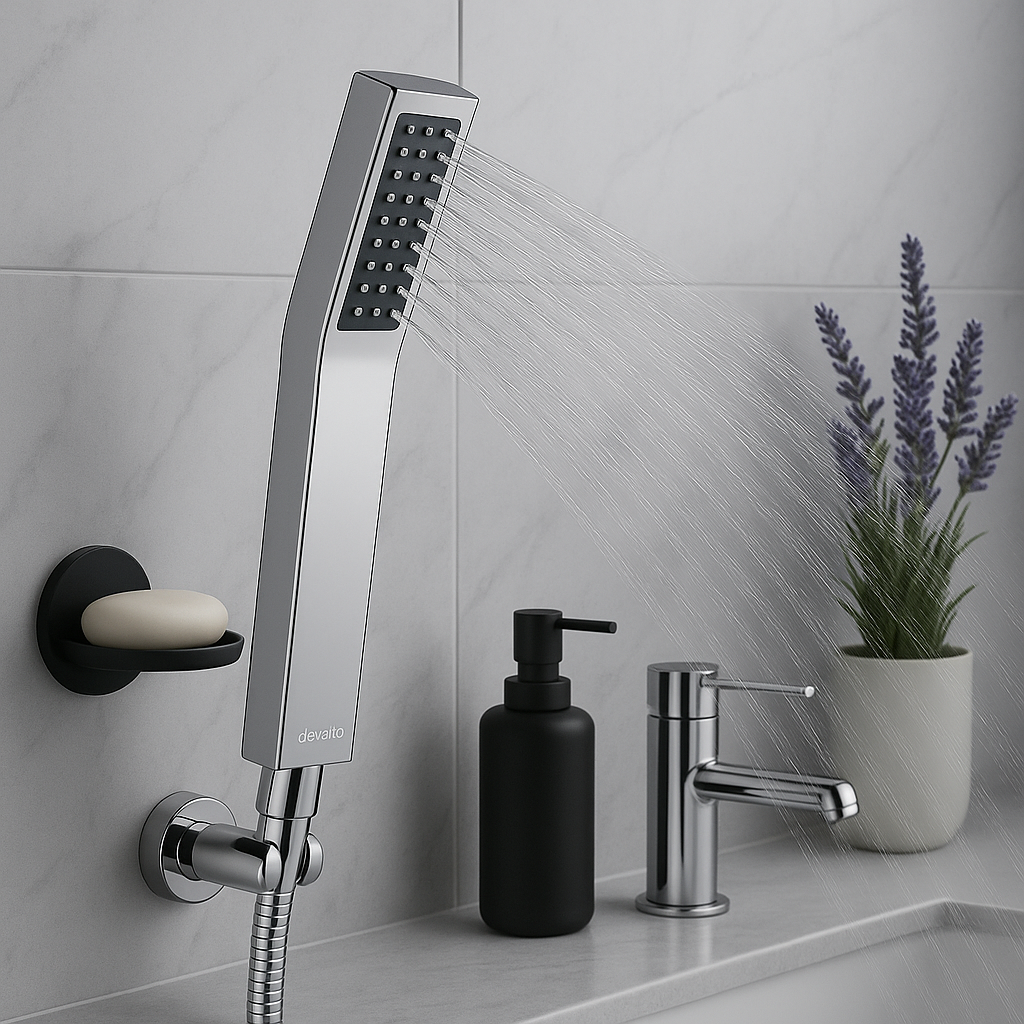 Devario Premio Hand Shower Square Curved Brass