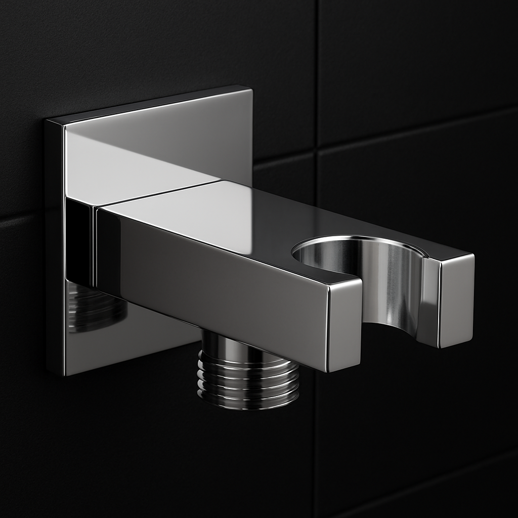 Devario Premio Shower Outlet Elbow With Holder Square Brass