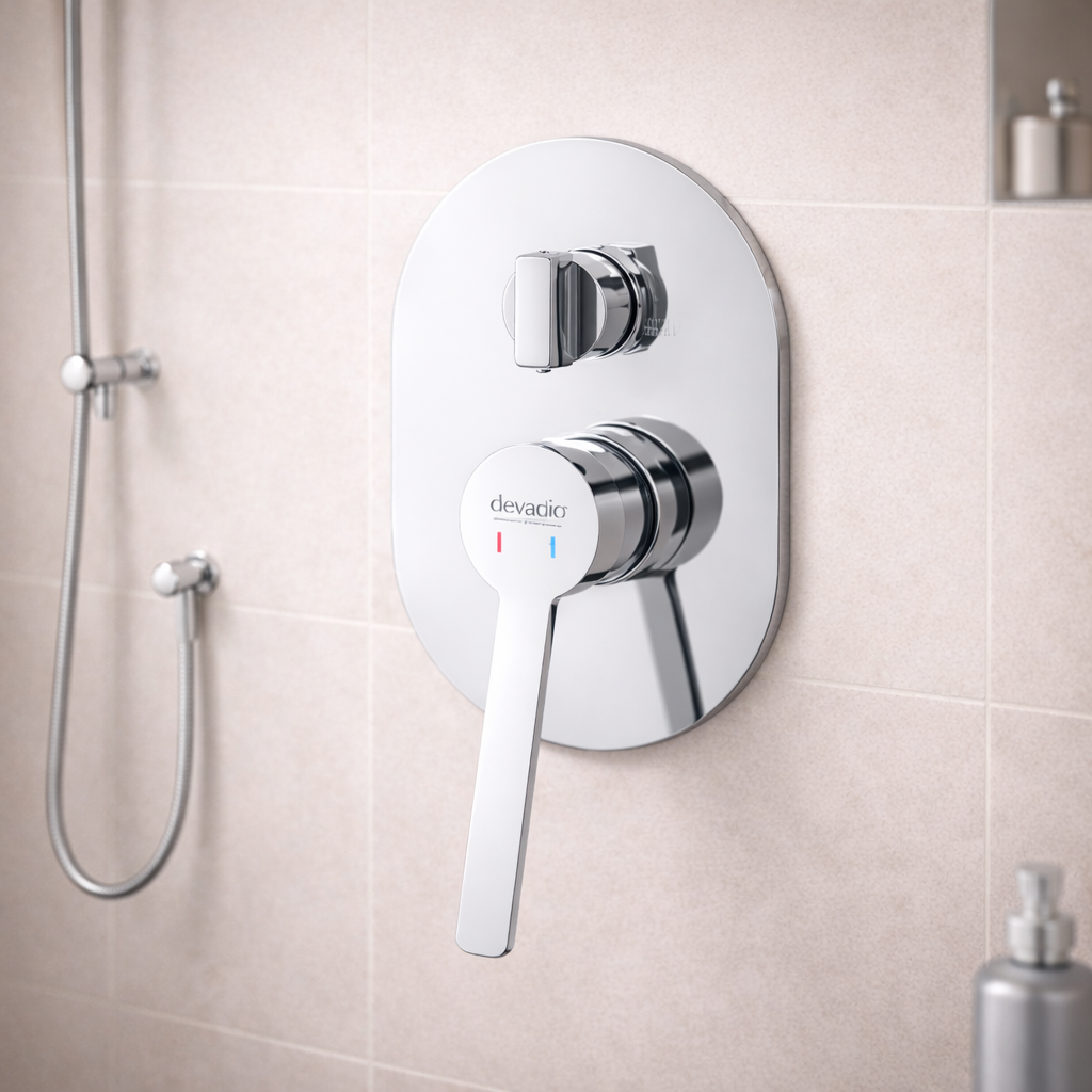 Novara Shower Mixer With Diverter Brass