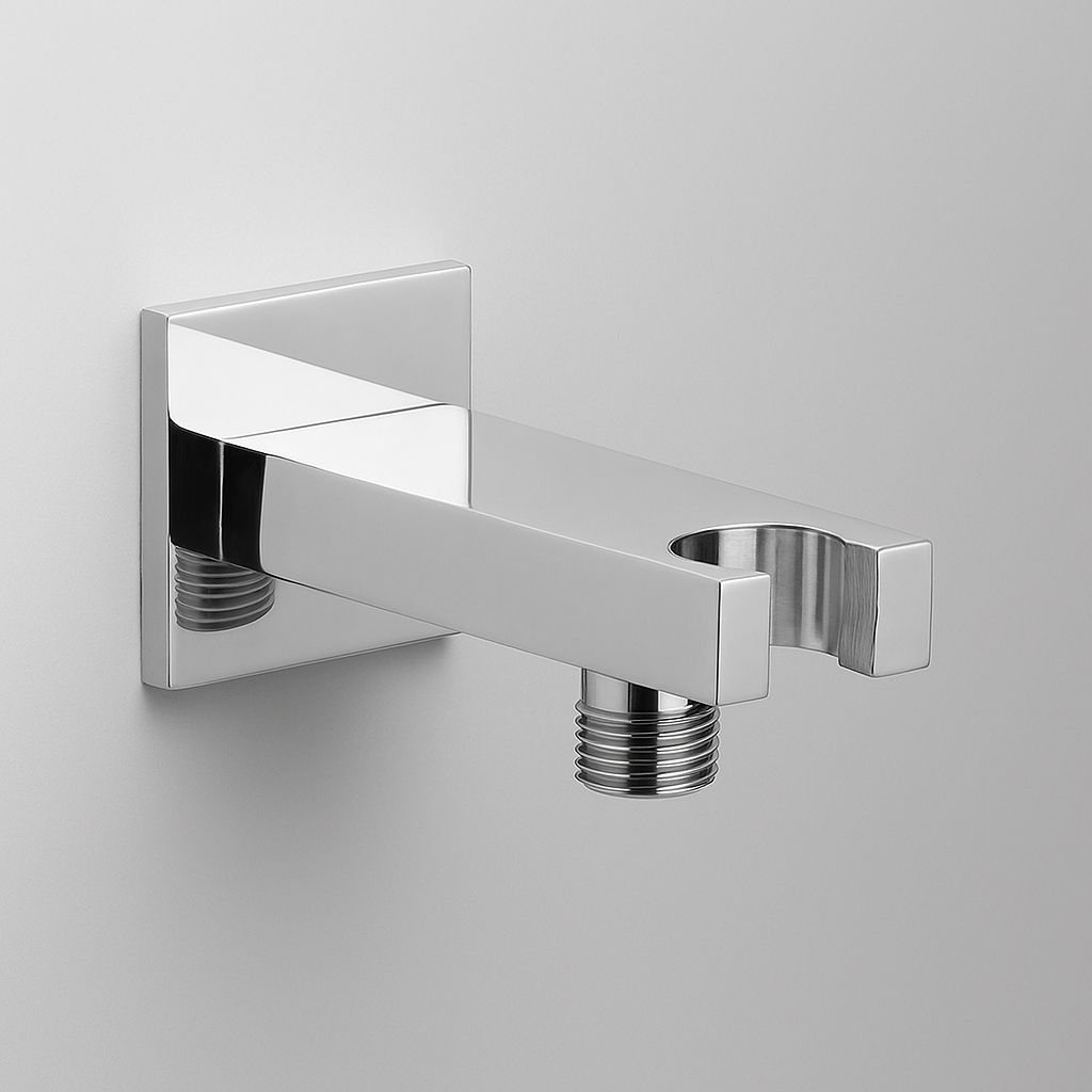 Devario Premio Shower Outlet Elbow With Holder Square Brass