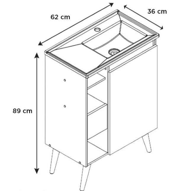 Lotus Bathroom Vanity With Legs -60cm