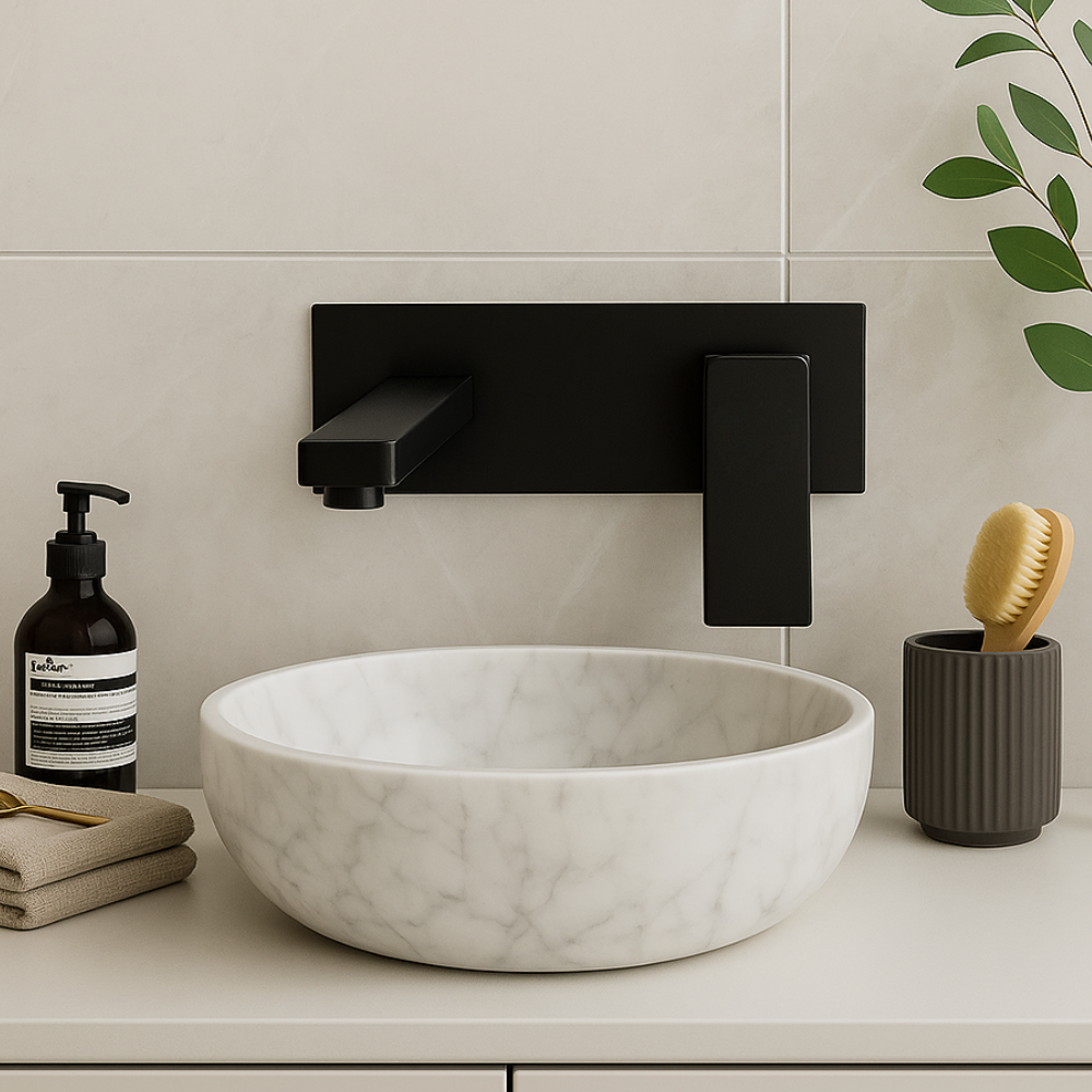 Milan Wall Basin Mixer With Spout Brass