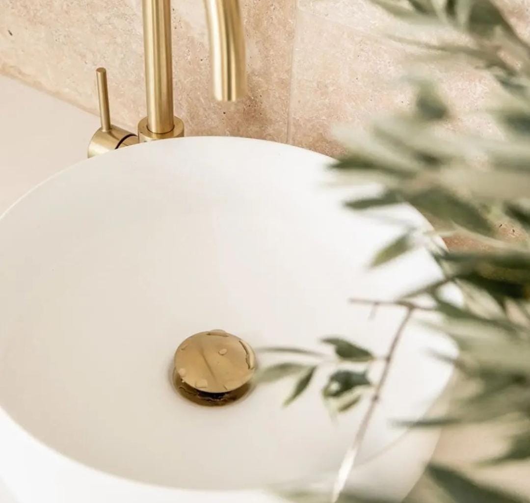 Devario Premio Basin Waste Round Pop Up 32mm Brass (With Overflow)