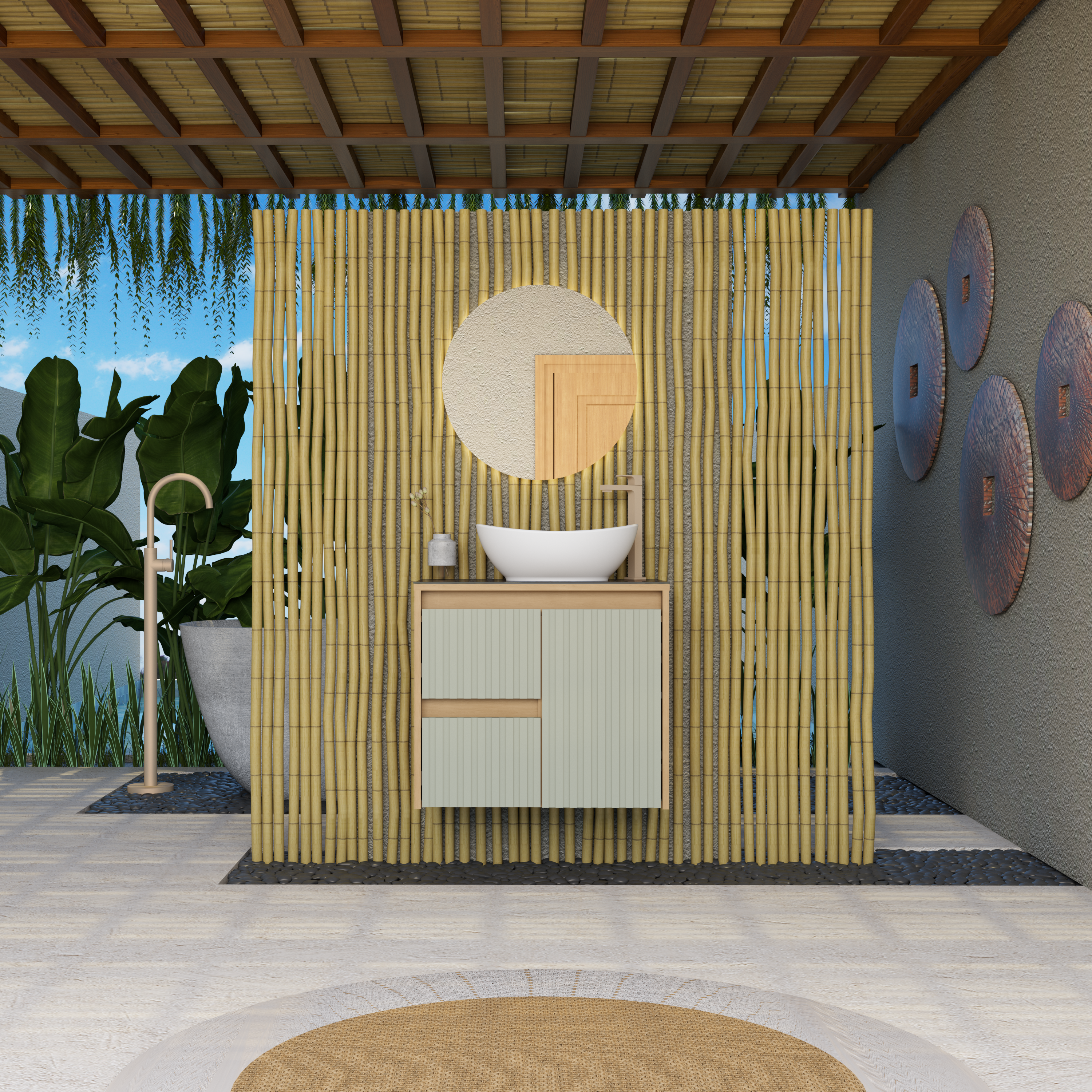 Kyoto Wooden Bathroom Vanity With Bali Basin