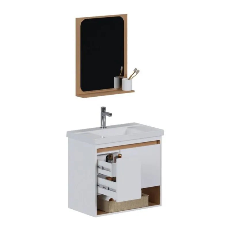Verbena Vanity Set with Mirror and White Jequitibá Washbasin