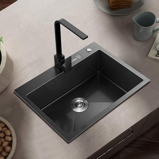 Quinn Small Bowl Quartz Kitchen Sink- Black