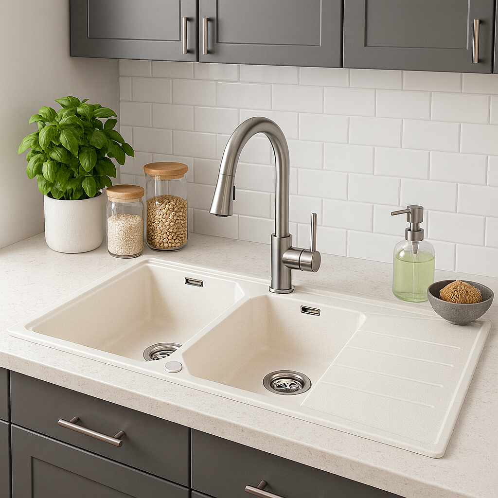 Mahina Double Bowl Quartz Kitchen Sink