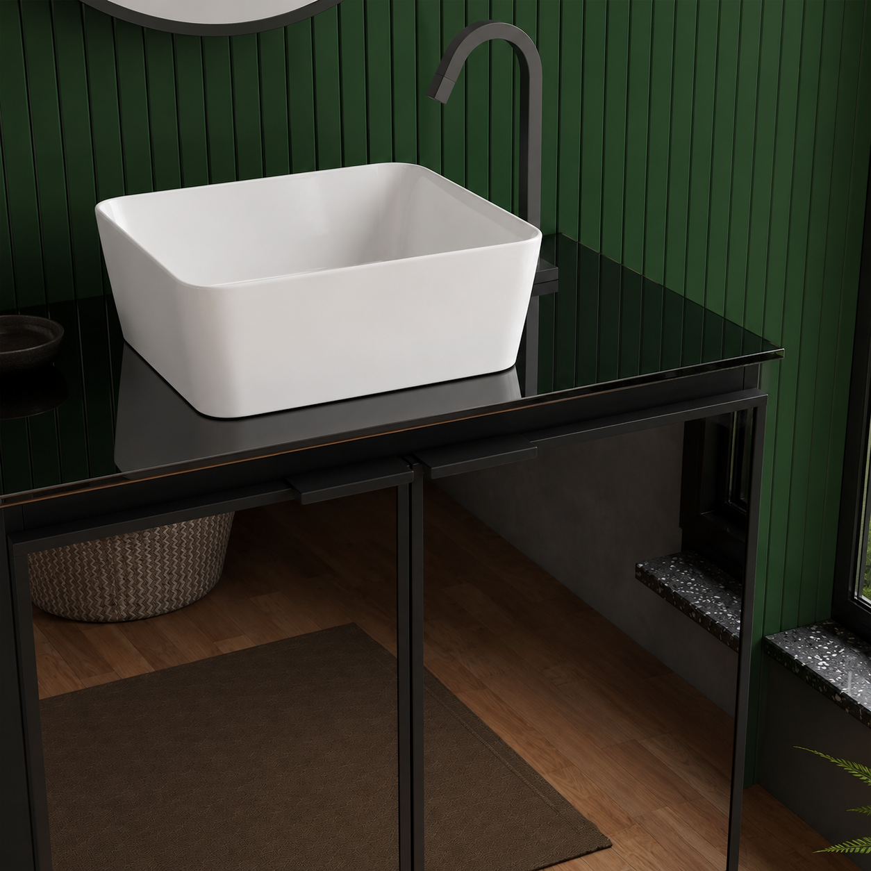 Umbu With Glass Door + Tempered Glass Vanity Cabinet- MAUI Basin