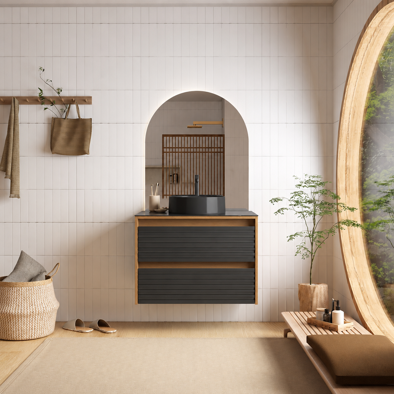 Osaka Wooden Bathroom Vanity With Petra Basin