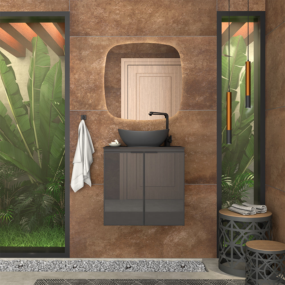 Umbu With Glass Door + Tempered Glass Vanity Cabinet- Bali Basin