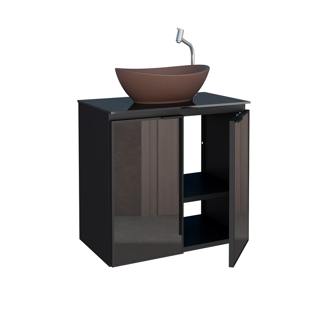 Umbu With Glass Door + Tempered Glass Vanity Cabinet- Bali Basin