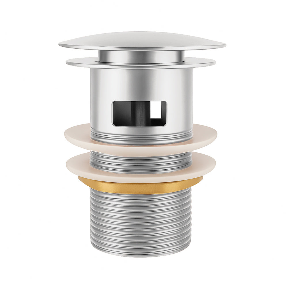 Devario Premio Basin Waste Round Pop Up 32mm Brass (With Overflow)