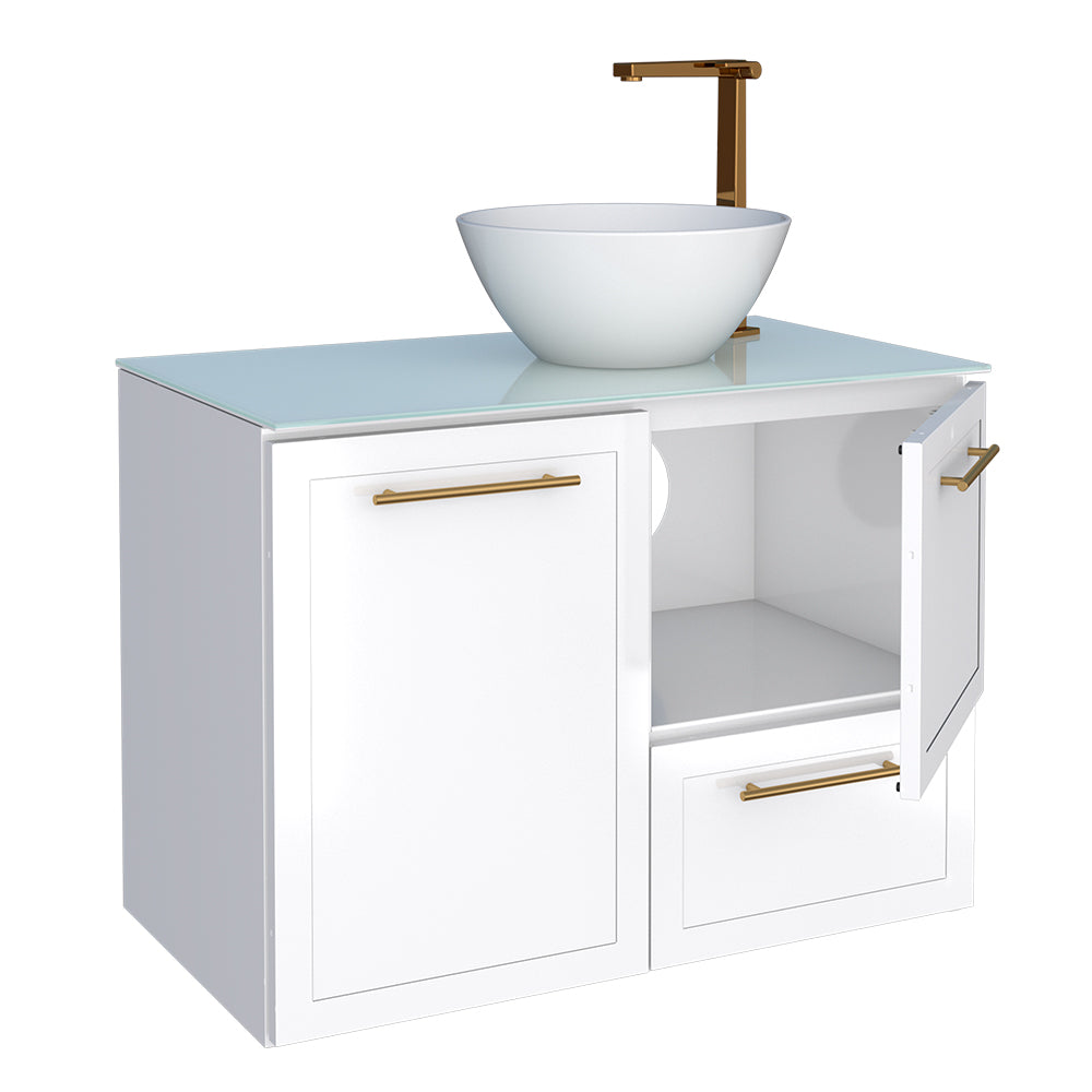 Jambo Tempered Glass Bathroom Vanity- Cuia Basin