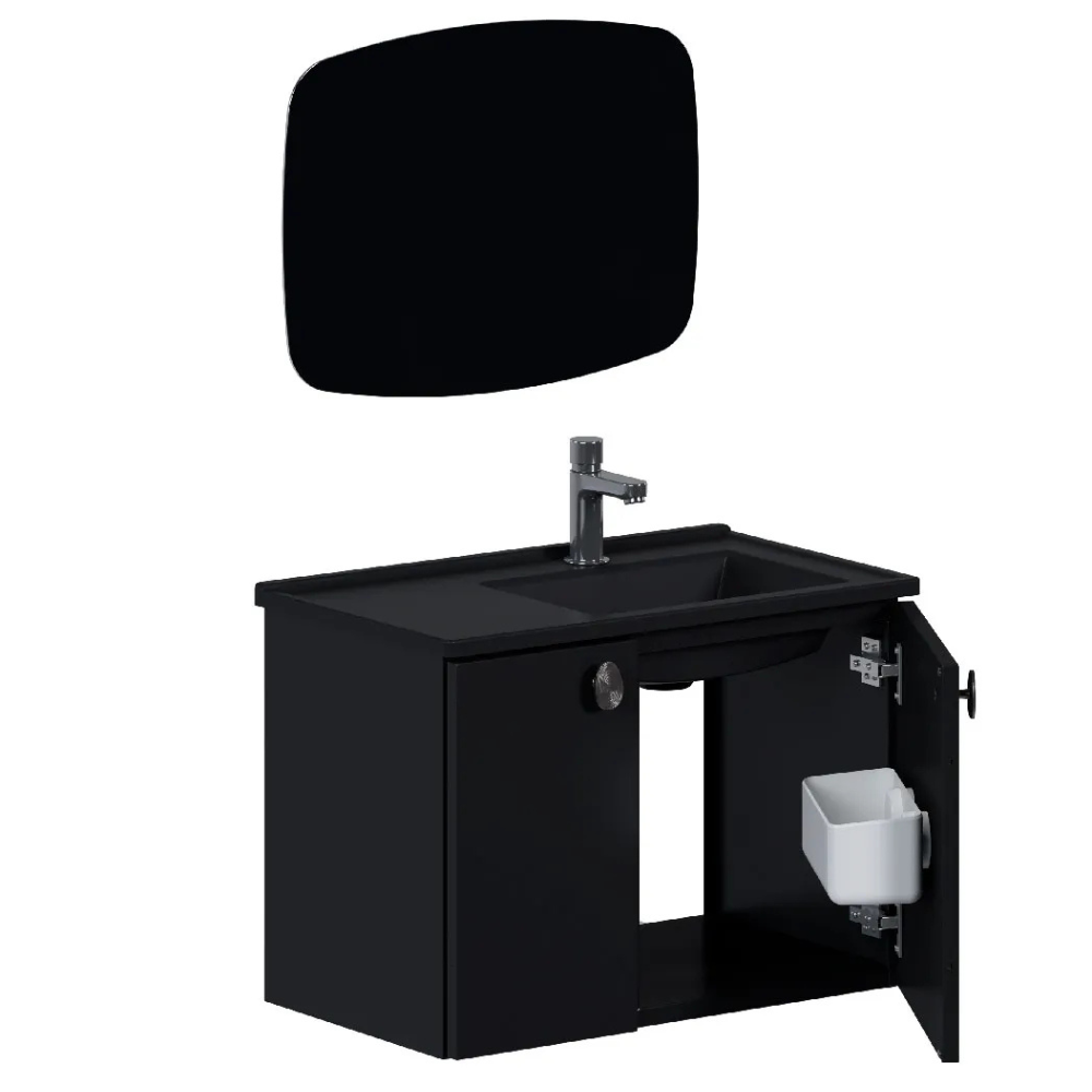 Tarumã Steel Bathroom Vanity Set with Cultured Marble Washbasin & Mirror