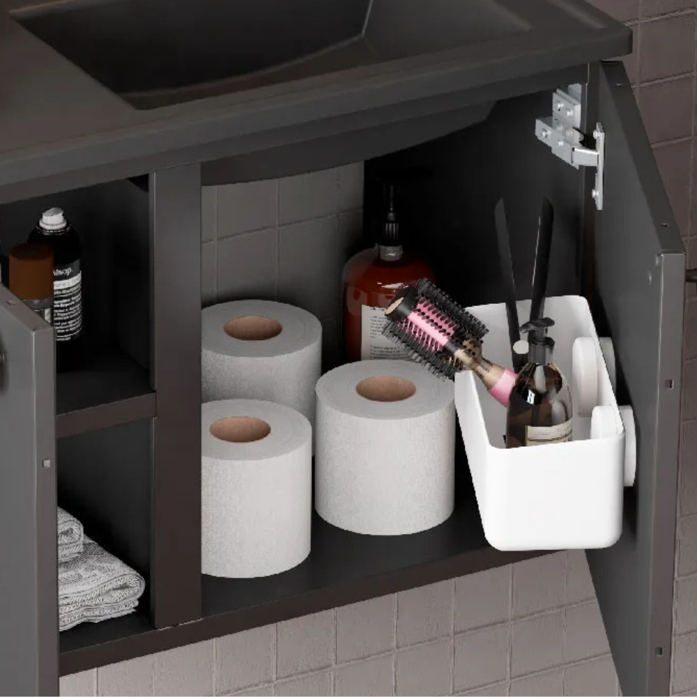 Tarumã Steel Bathroom Vanity Set with Cultured Marble Washbasin & Mirror