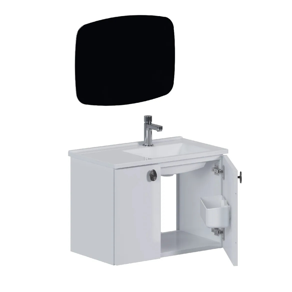 Tarumã Steel Bathroom Vanity Set with Cultured Marble Washbasin & Mirror