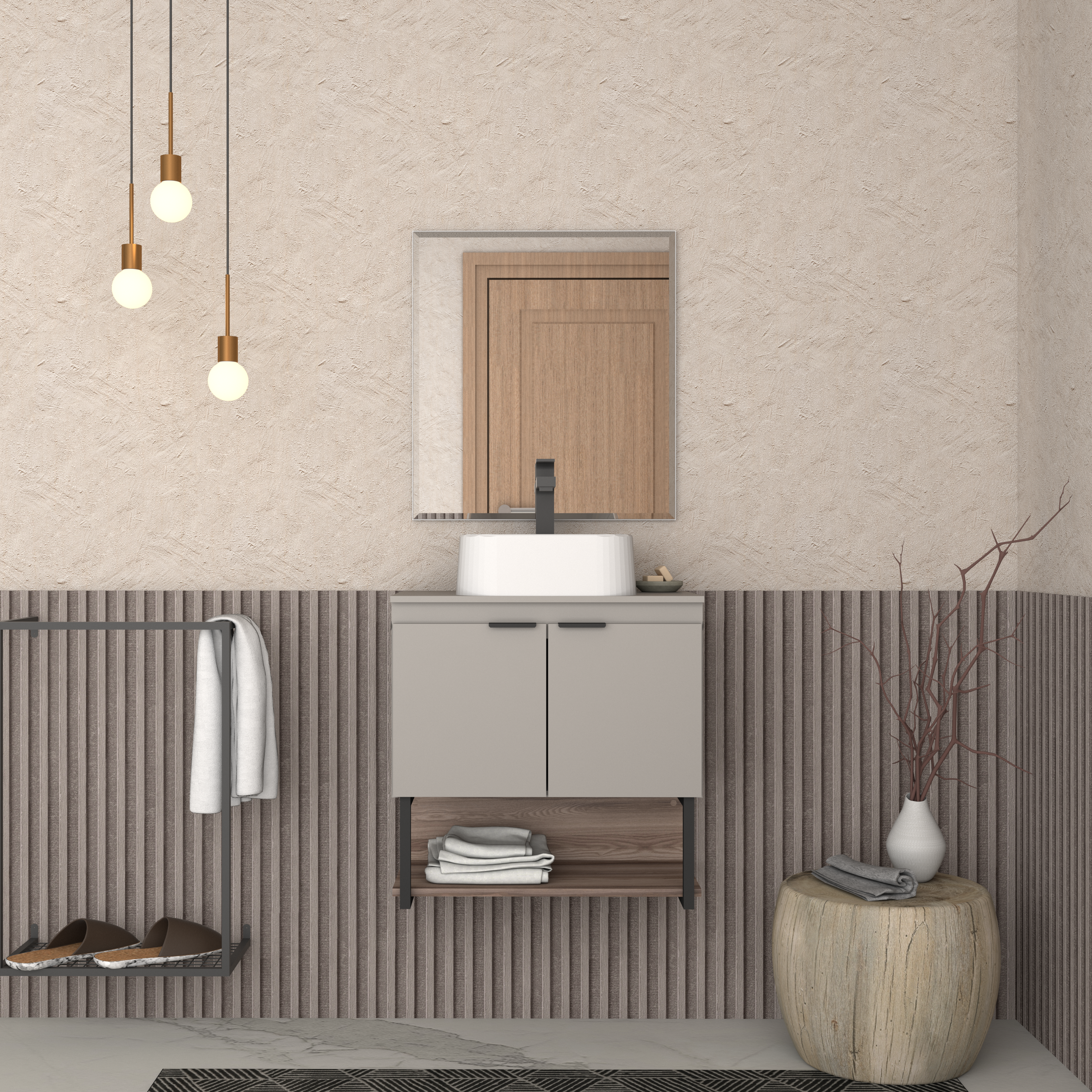 Salvia Wooden Bathroom Vanity With Duna Basin