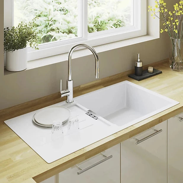 Alva Large Bowl Quartz Kitchen Sink- White