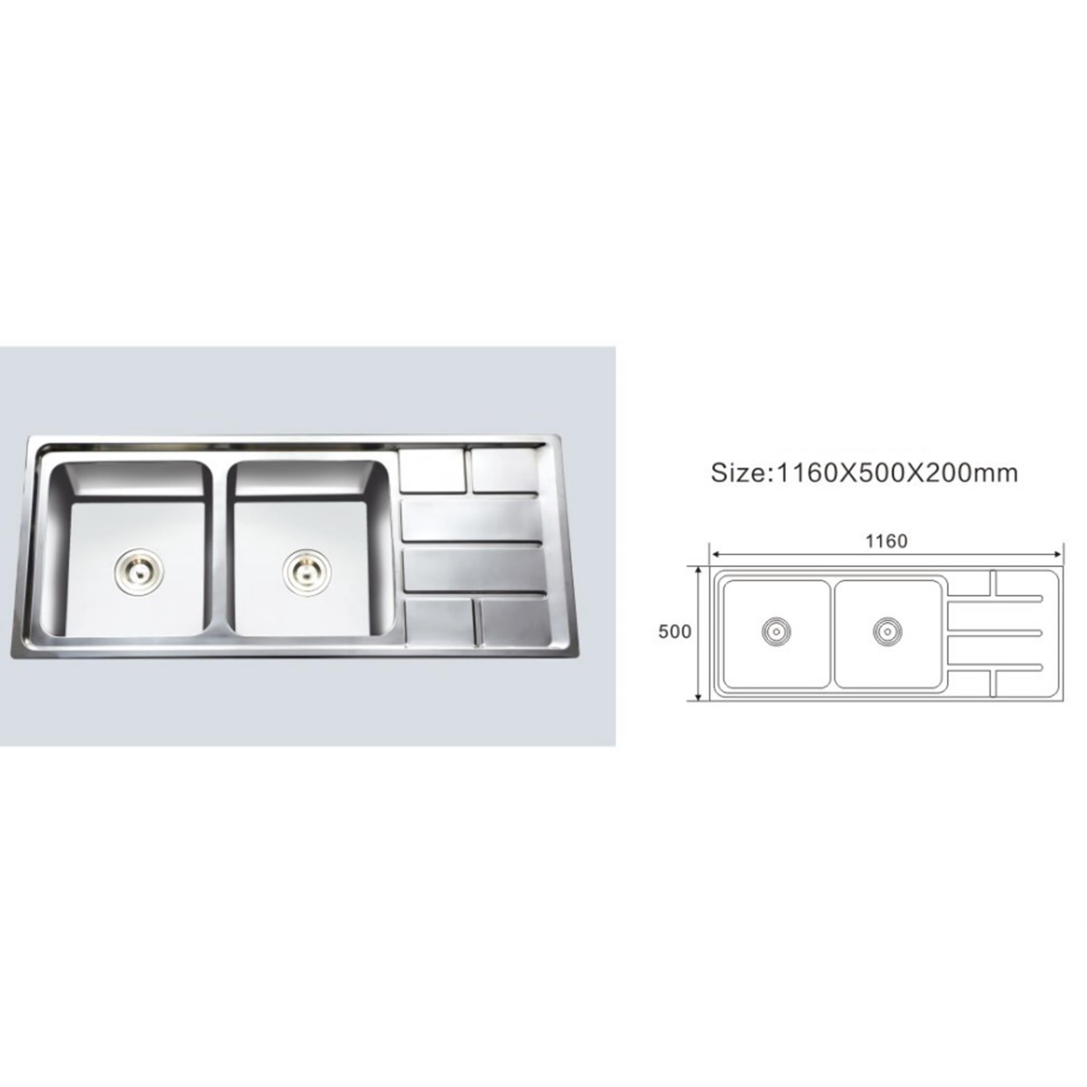 Sillago Panfila Machine Double Bowl With Side Kitchen Sink