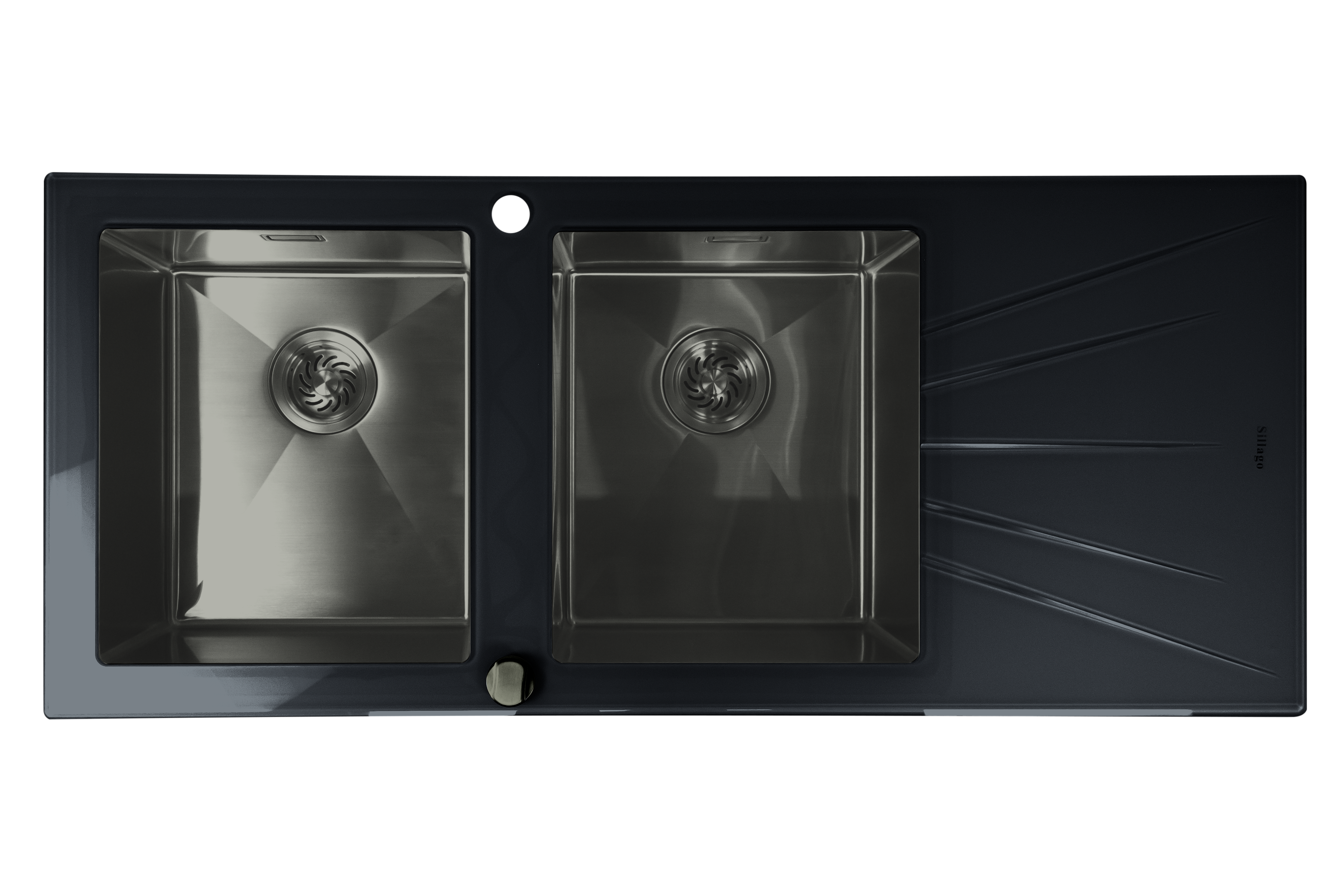 Mahina Double Bowl Glass Kitchen Sinks - Black