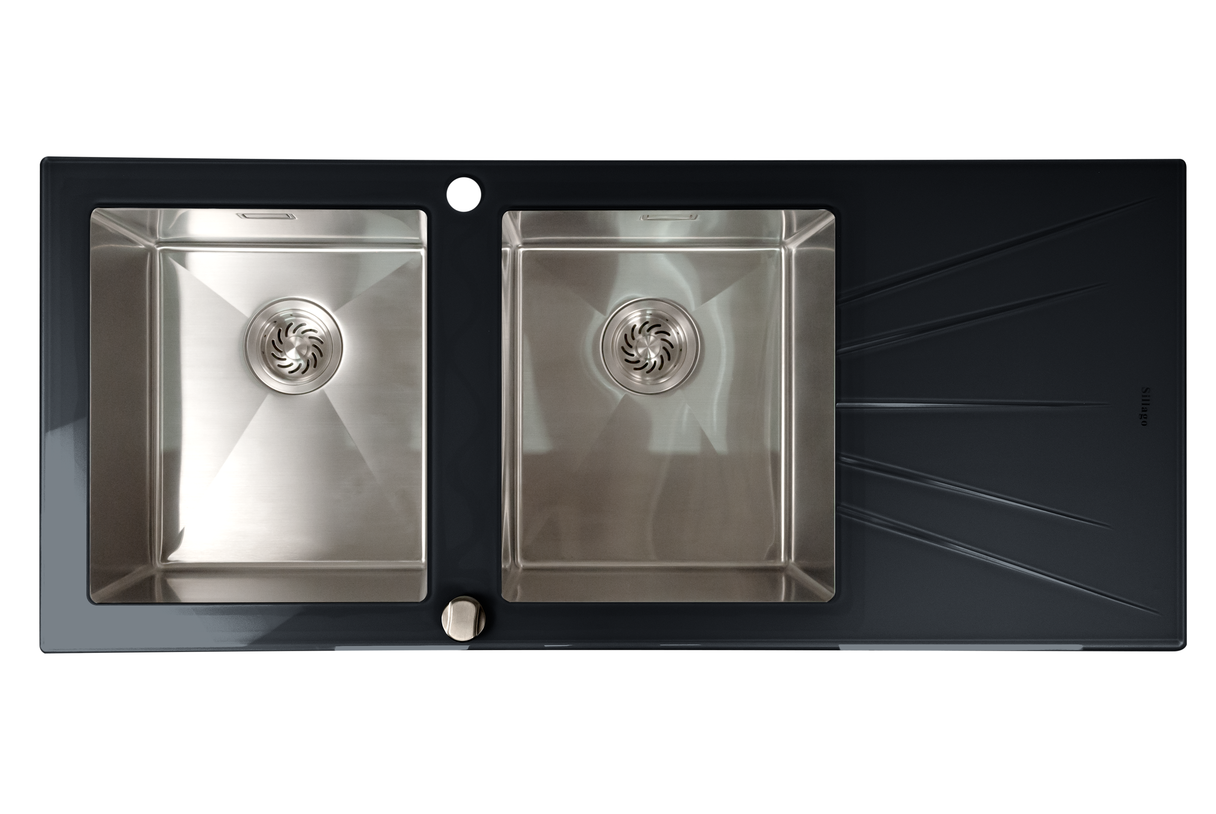 Mahina Double Bowl Glass Kitchen Sinks - Black