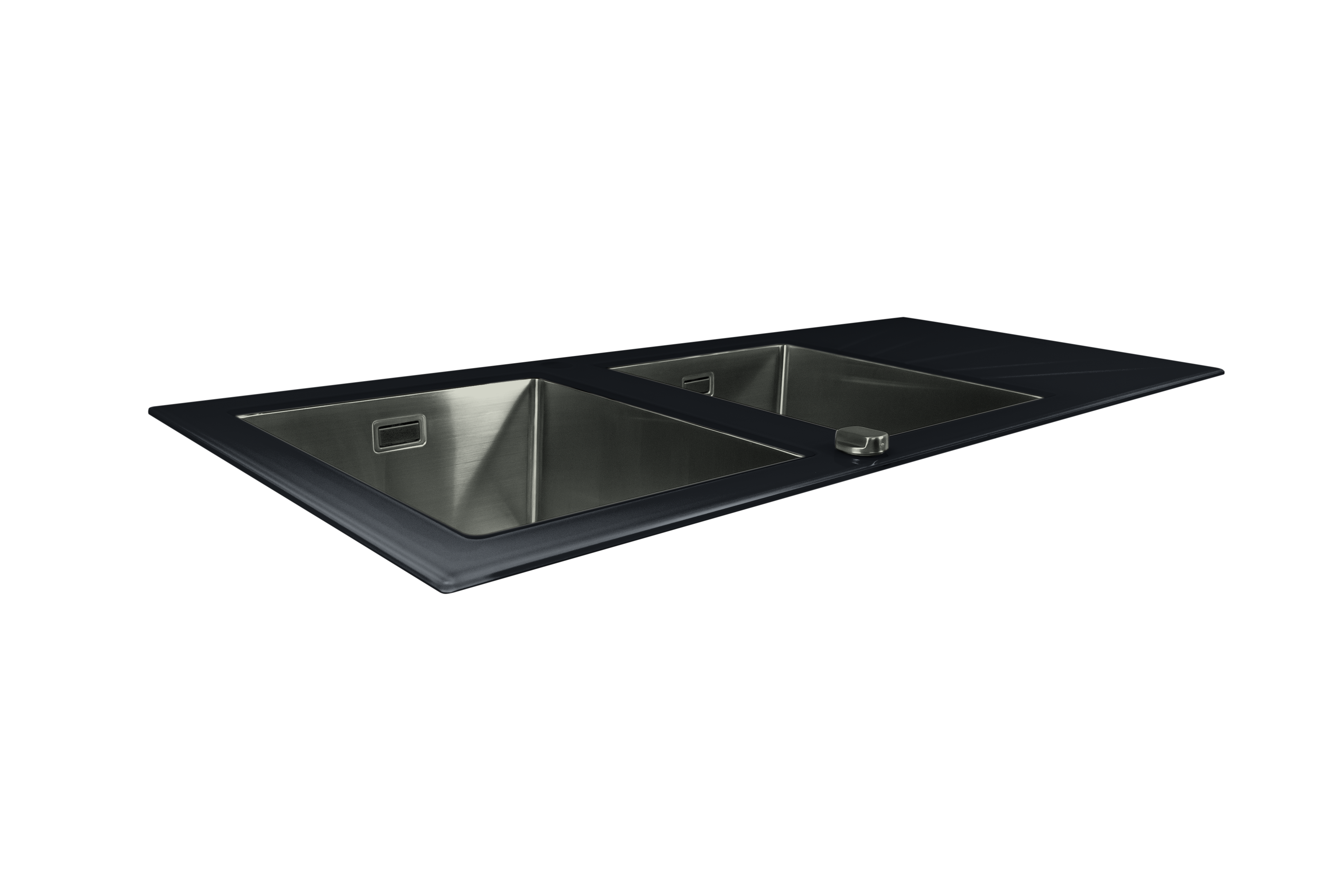 Mahina Double Bowl Glass Kitchen Sinks - Black