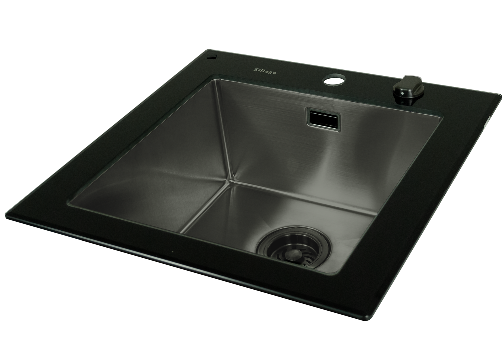 Quinn Small Bowl Glass Kitchen Sink- Black