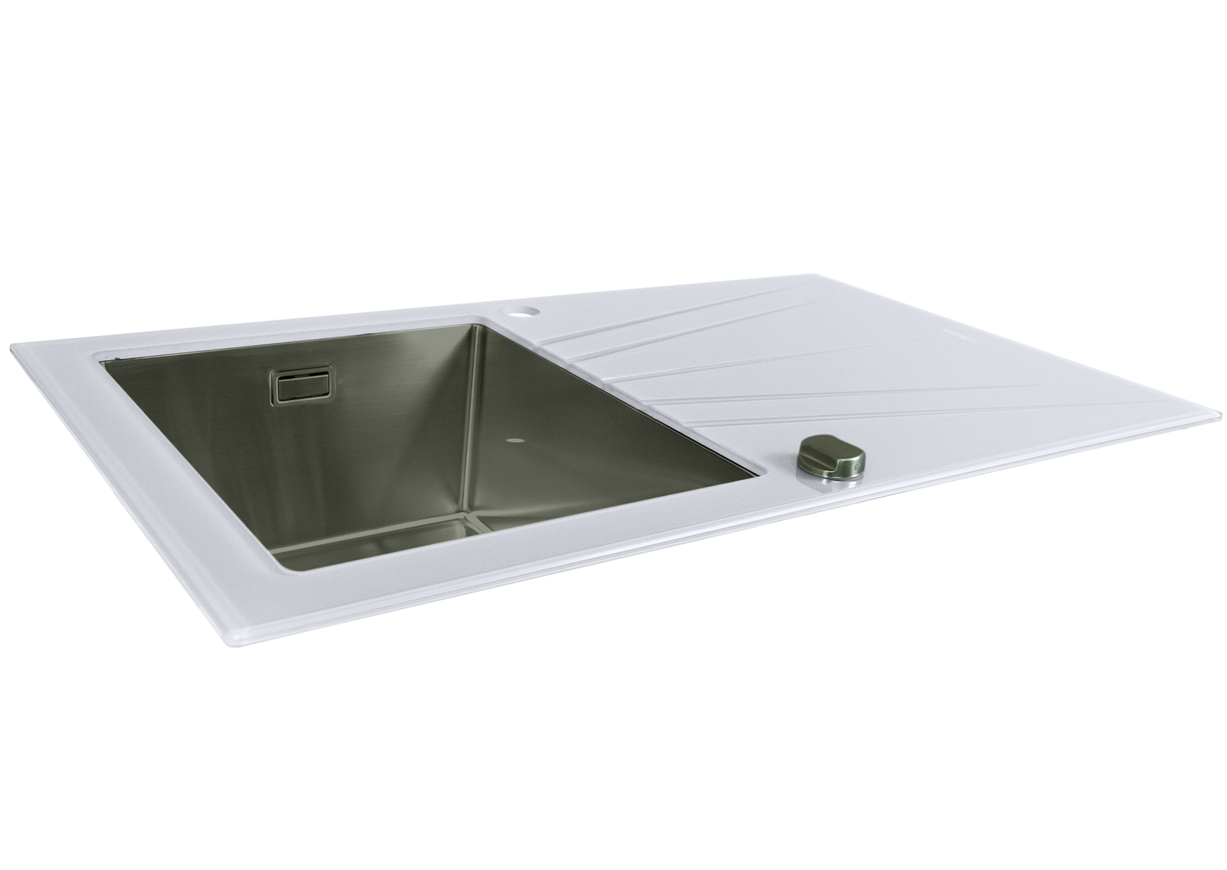 Alva Large Bowl Glass Kitchen Sink - White