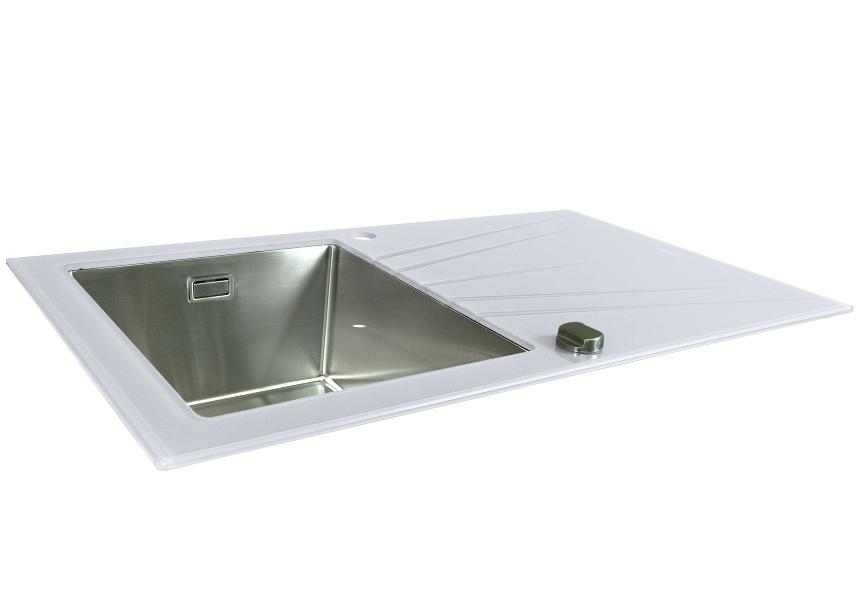 Alva Large Bowl Glass Kitchen Sink - White