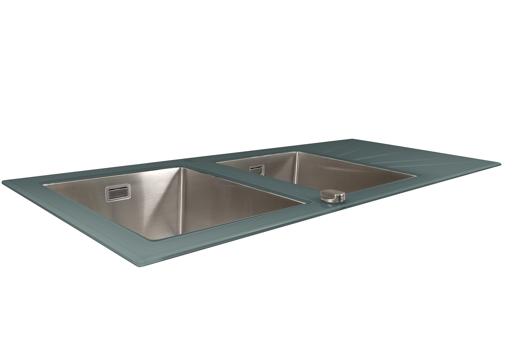 Mahina Double Bowl Glass Kitchen Sink - Grey