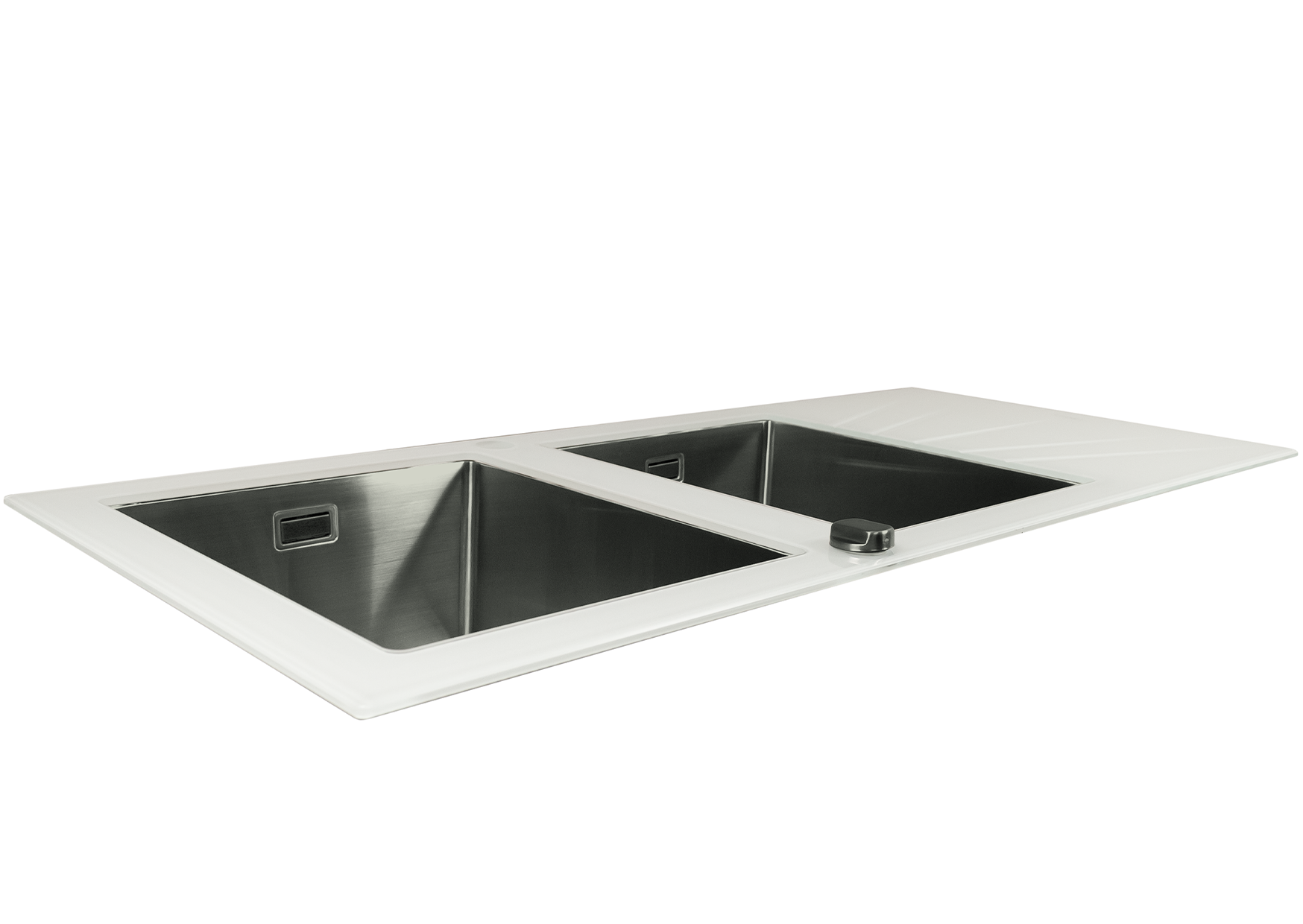 Mahina Double Bowl Glass Kitchen Sink - White