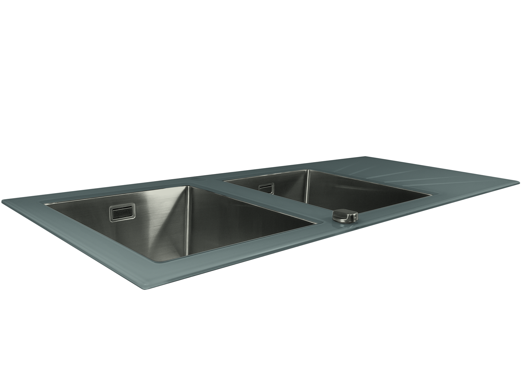 Mahina Double Bowl Glass Kitchen Sink - Grey