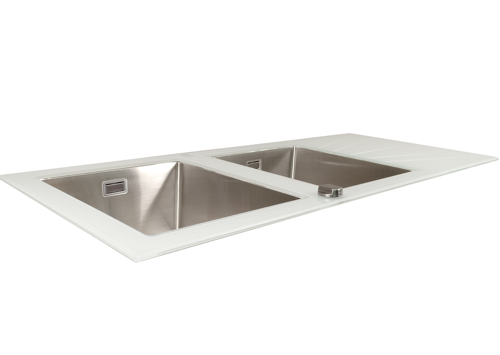 Mahina Double Bowl Glass Kitchen Sink - White